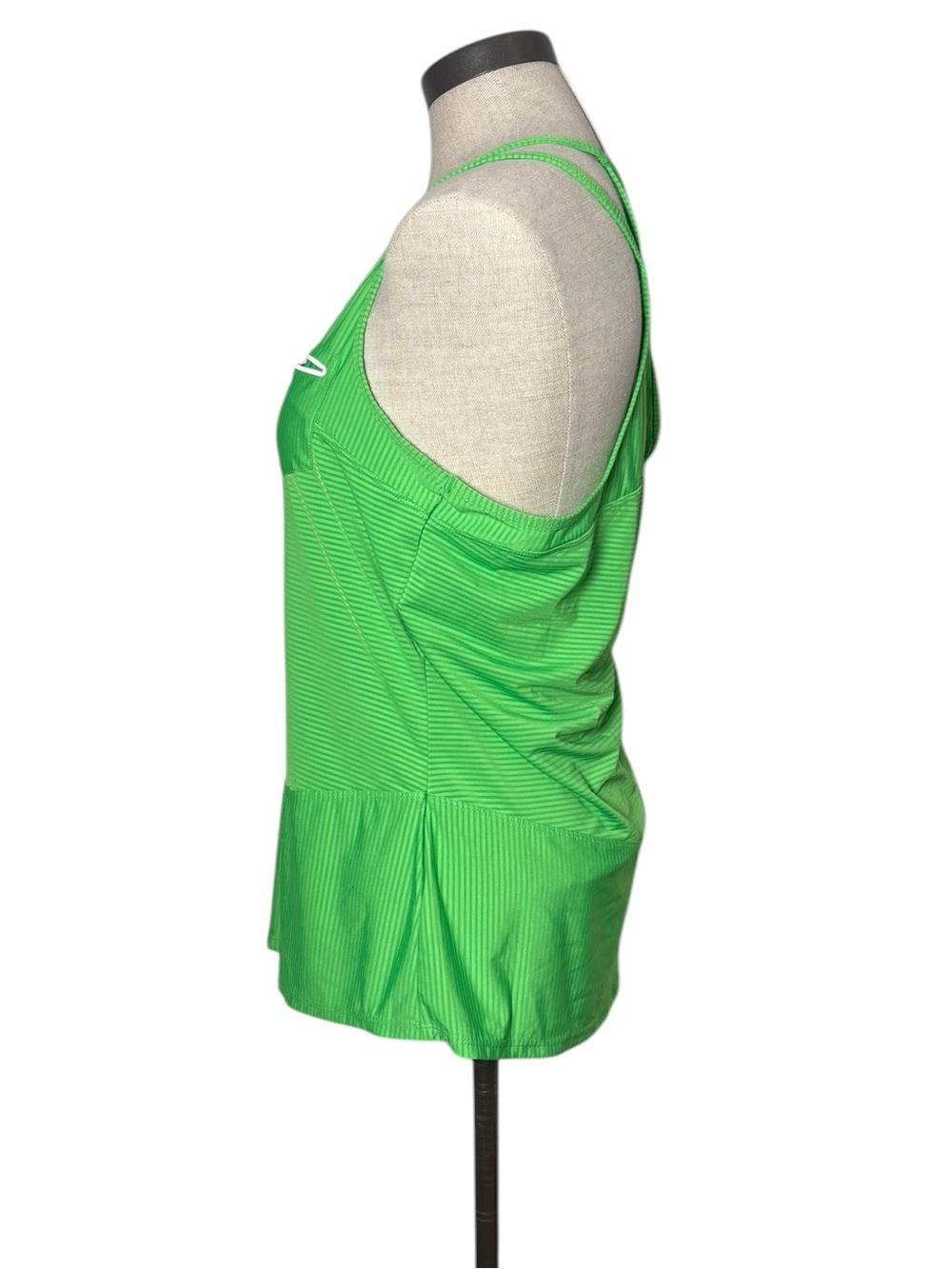 Athleta Lime Green Striped Racerback Workout Tank Top Medium Athleisure Athletic - Picture 2 of 6